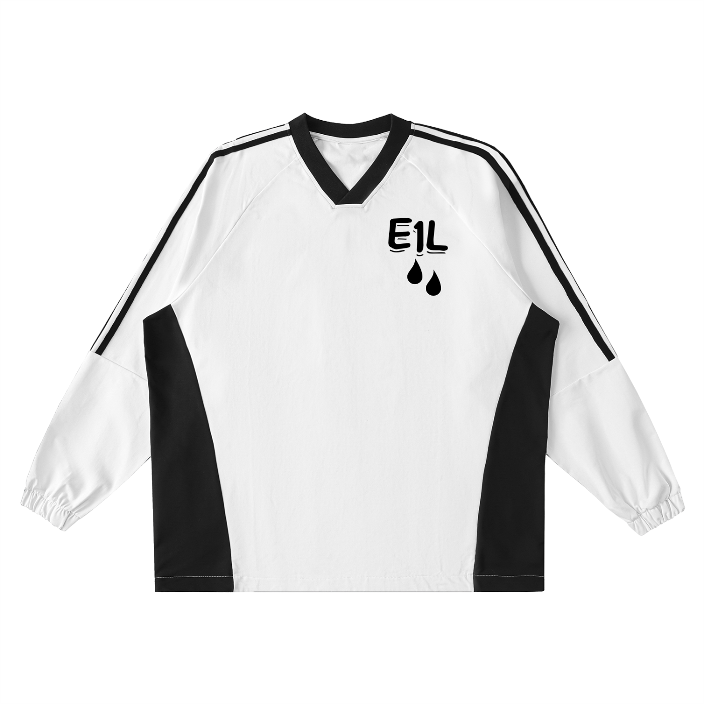 Color-Block V-Neck Long-Sleeve T-Shirt